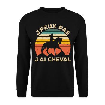 J'Peux Pas J'ai Cheval Animal Equitation - Sweat-shirt Unisexe - noir - Devant - Alina (178cm) & Michal (187cm)