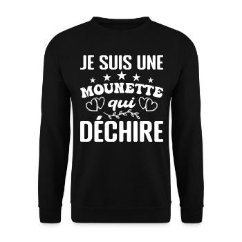 Gift Mounette Je suis une mounette qui tore - Unisex Pullover - Schwarz - Vorne - Alina (178cm) & Michal (187cm)