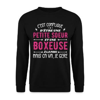 Petite Soeur et Une Boxeuse - Sweat-shirt Unisexe - noir - Devant - Alina (178cm) & Michal (187cm)
