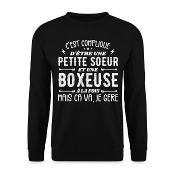 Petite Soeur et Une Boxeuse - Sweat-shirt Unisexe - noir - Devant - Alina (178cm) & Michal (187cm)