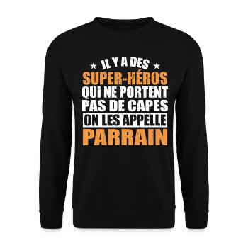 Es gibt Superhelden, die keine Umhänge tragen - Unisex Pullover - Schwarz - Vorne - Alina (178cm) & Michal (187cm)