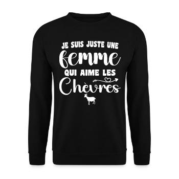 Ich bin nur eine Frau, die Ziegen liebt - Unisex Pullover - Schwarz - Vorne - Alina (178cm) & Michal (187cm)
