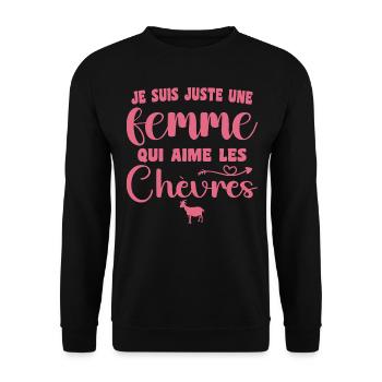 Ich bin nur eine Frau, die Ziegen liebt - Unisex Pullover - Schwarz - Vorne - Alina (178cm) & Michal (187cm)