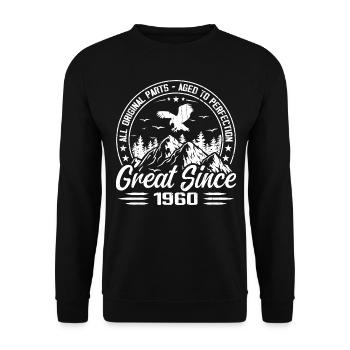 Vintage 1960er Jahre Vintage 1960er Jahre Geburtstagsgeschenk - Unisex Pullover - Schwarz - Vorne - Alina (178cm) & Michal (187cm)