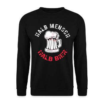 Halb Mensch Halb Bier Gruppenoutfit Kostüm Saufen - Unisex Pullover - Schwarz - Vorne - Alina (178cm) & Michal (187cm)