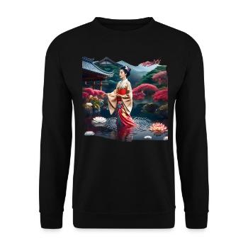 Japanese Lady - Unisex Sweatshirt - black - Front - Alina (178cm) & Michal (187cm)