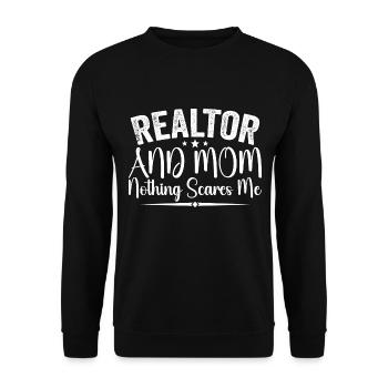 Ich bin ein Makler und eine Mutter, nichts macht mir Angst Makler - Unisex Pullover - Schwarz - Vorne - Alina (178cm) & Michal (187cm)