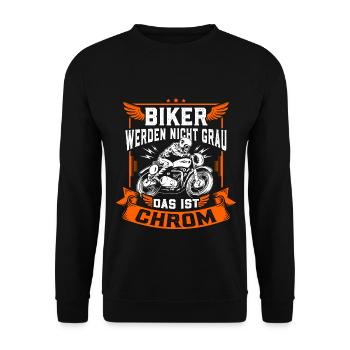 Biker werden nicht grau das ist Chrom - Motorrad - Unisex Pullover - Schwarz - Vorne - Alina (178cm) & Michal (187cm)