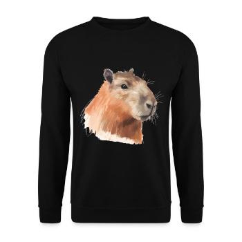 Tableau de Capybara peint - Sweat-shirt Unisexe - noir - Devant - Alina (178cm) & Michal (187cm)