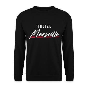 Marseille 13 Frankreich Kennzeichen - Unisex Pullover - Schwarz - Vorne - Alina (178cm) & Michal (187cm)