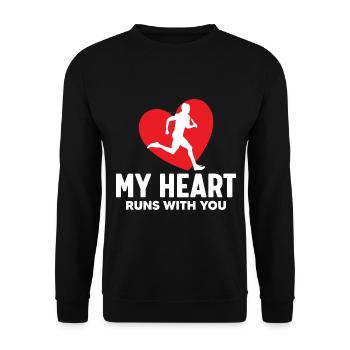 Pour la mère athlétisme, dont le cœur est avec - Sweat-shirt Unisexe - noir - Devant - Alina (178cm) & Michal (187cm)