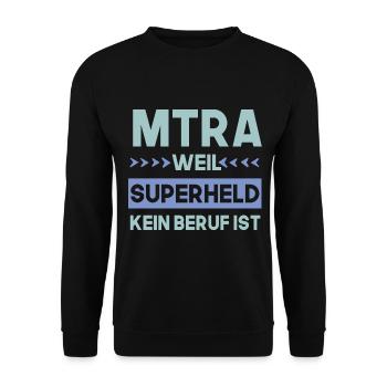 MTRA, weil Superheld kein beruf ist Radiologie - Unisex Pullover - Schwarz - Vorne - Alina (178cm) & Michal (187cm)