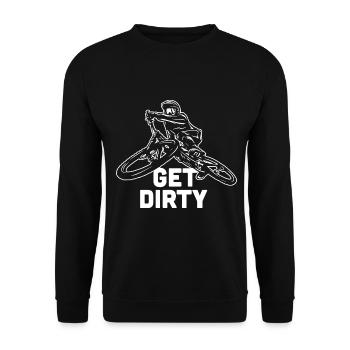 Schmutzig werden Mountainbike MTB Downhill - Unisex Pullover - Schwarz - Vorne - Alina (178cm) & Michal (187cm)