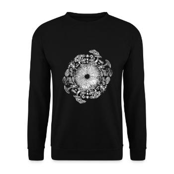 Champignon Iris Mycologie Spore Print - Sweat-shirt Unisexe - noir - Devant - Alina (178cm) & Michal (187cm)