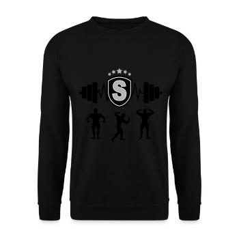 Bodybuilding Gym Name Buchstabe Training S - Unisex Pullover - Schwarz - Vorne - Alina (178cm) & Michal (187cm)