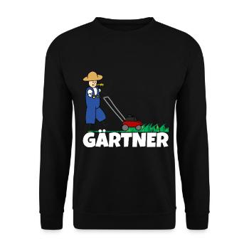 Gärtner Rasen mähen - Unisex Pullover - Schwarz - Vorne - Alina (178cm) & Michal (187cm)
