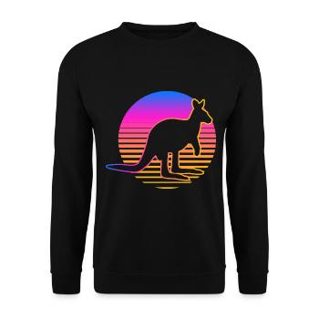 Känguru Retro Känguru Australien Beuteltier - Unisex Pullover - Schwarz - Vorne - Alina (178cm) & Michal (187cm)