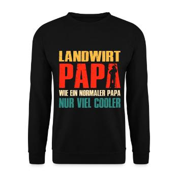 Landwirt Papa Wie Ein Normaler Papa Nur Cooler - Unisex Pullover - Schwarz - Vorne - Alina (178cm) & Michal (187cm)