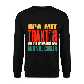 Opa Mit Traktor Wie Ein Normaler Opa Nur Cooler - Unisex Pullover - Schwarz - Vorne - Alina (178cm) & Michal (187cm)