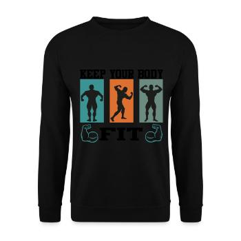 Bodybuilding Keep Body Fit Muskeltraining Hantel - Unisex Pullover - Schwarz - Vorne - Alina (178cm) & Michal (187cm)