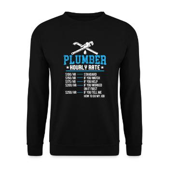 Funny plumber hourly rate for plumbing - Unisex Sweatshirt - black - Front - Alina (178cm) & Michal (187cm)