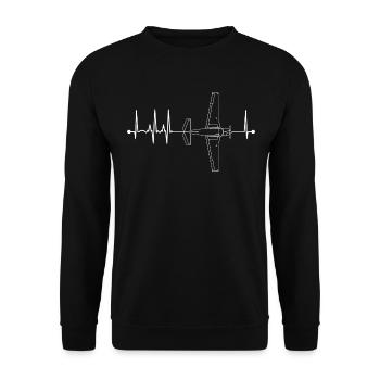 M20J avion avion impulsion pilote ECG pulsation cardiaque - Sweat-shirt Unisexe - noir - Devant - Alina (178cm) & Michal (187cm)