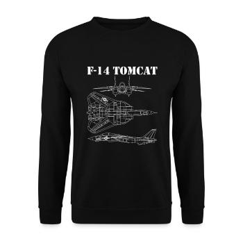 Vintage White F14 Tomcat Schematic - Unisex Sweatshirt - black - Front - Alina (178cm) & Michal (187cm)
