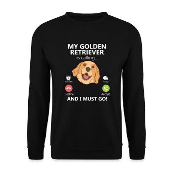 Mon golden retriever appelle et je dois être drôle - Sweat-shirt Unisexe - noir - Devant - Alina (178cm) & Michal (187cm)