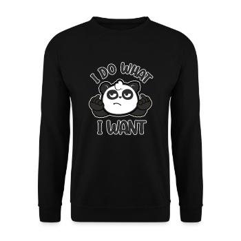 Ich mache, was ich will Panda Einstellung Panda Fi - Unisex Pullover - Schwarz - Vorne - Alina (178cm) & Michal (187cm)