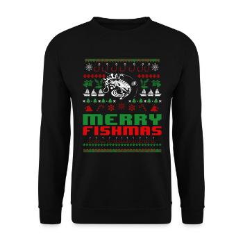 Pêcheur de Noël laid joyeux poisson - Sweat-shirt Unisexe - noir - Devant - Alina (178cm) & Michal (187cm)