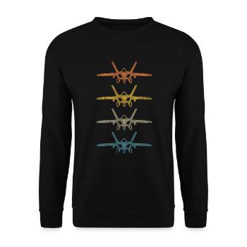 Retro F-22 Raptor Fighter Jet Vintage F22 Flugzeug - Unisex Pullover - Schwarz - Vorne - Alina (178cm) & Michal (187cm)