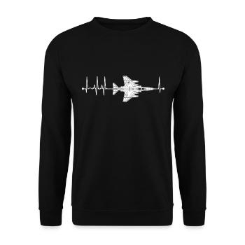 F-4 Phantom Flugzeug Puls EKG Pilot F4 Heartbeat - Unisex Pullover - Schwarz - Vorne - Alina (178cm) & Michal (187cm)
