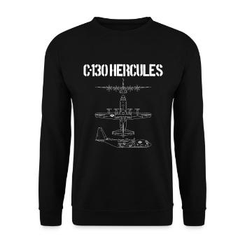 C-130 Hercules Gunship Schéma C1 - Sweat-shirt Unisexe - noir - Devant - Alina (178cm) & Michal (187cm)