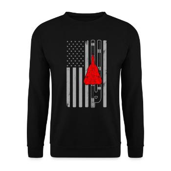 F14 Tomcat Kampfjet American Flag Runway F14 - Unisex Pullover - Schwarz - Vorne - Alina (178cm) & Michal (187cm)