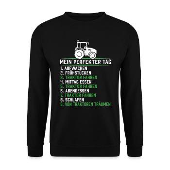 Landwirt traktor mein perfekter tag traktor - Unisex Pullover - Schwarz - Vorne - Alina (178cm) & Michal (187cm)