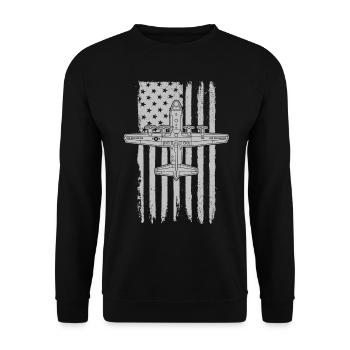 C-130 Hercules American Flag Runway Milit�r C130 - Unisex Pullover - Schwarz - Vorne - Alina (178cm) & Michal (187cm)