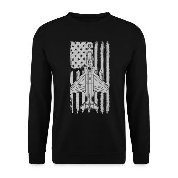 F-4 Phantom Fighter Jet Flugzeug American Flag F4 - Unisex Pullover - Schwarz - Vorne - Alina (178cm) & Michal (187cm)