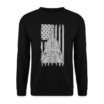 F-14 Tomcat Fighter Jet Flugzeug American Flag F14 - Unisex Pullover - Schwarz - Vorne - Alina (178cm) & Michal (187cm)