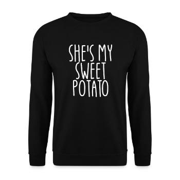 Sie ist meine S��kartoffel ich yam passendes Paar - Unisex Pullover - Schwarz - Vorne - Alina (178cm) & Michal (187cm)