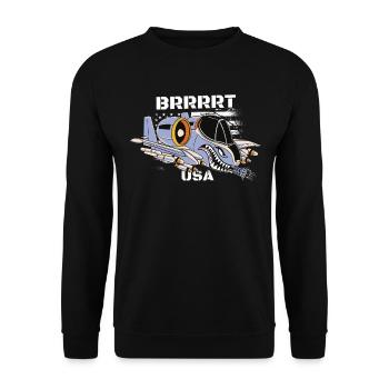 A-10-Warimogflugzeug A10 Thunderbird Brrrrrt - Unisex Pullover - Schwarz - Vorne - Alina (178cm) & Michal (187cm)