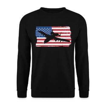 A-10 Warzenog Flugzeug American Flag A10 Warthog - Unisex Pullover - Schwarz - Vorne - Alina (178cm) & Michal (187cm)
