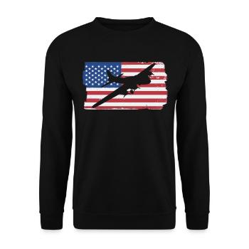 B-17 fliegende Festung Flugzeug amerikanische Flag - Unisex Pullover - Schwarz - Vorne - Alina (178cm) & Michal (187cm)