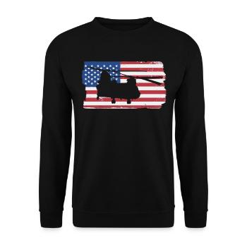 CH47 Chinook Milit�rhubschrauber amerikanischer Fl - Unisex Pullover - Schwarz - Vorne - Alina (178cm) & Michal (187cm)