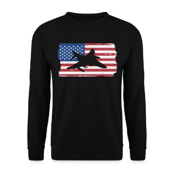 F-4 Phantom Fighter Jet American Flag F4 Phantom - Unisex Pullover - Schwarz - Vorne - Alina (178cm) & Michal (187cm)