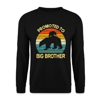 Beförderung zum großen Bruder Bärengeschenk, Babygeburtstag - Unisex Pullover - Schwarz - Vorne - Alina (178cm) & Michal (187cm)