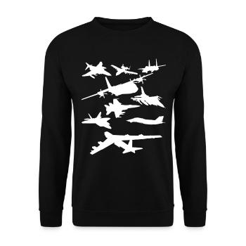 Milit�rflugzeug Milit�rflugzeugk�mpfer JetsB52 -He - Unisex Pullover - Schwarz - Vorne - Alina (178cm) & Michal (187cm)