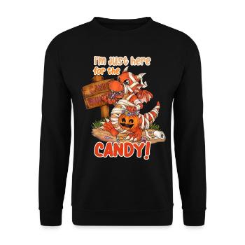 I'm Just Here For Candy Halloween Drache Mumie - Unisex Pullover - Schwarz - Vorne - Alina (178cm) & Michal (187cm)