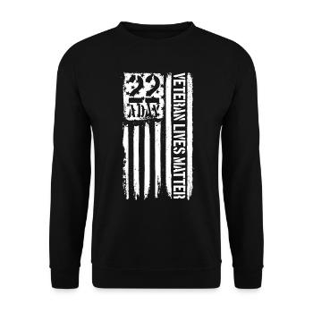 22 ein Tag Veteran Lives Matter Selbstmordbewussts - Unisex Pullover - Schwarz - Vorne - Alina (178cm) & Michal (187cm)