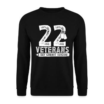 22 Veteranen pro Tag Veteran Selbstmordbewusstsein - Unisex Pullover - Schwarz - Vorne - Alina (178cm) & Michal (187cm)