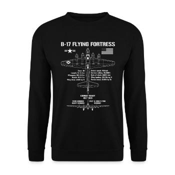 B-17 fliegende Festung Spezifikationen Militärflug - Unisex Pullover - Schwarz - Vorne - Alina (178cm) & Michal (187cm)